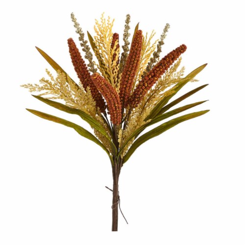 23 in. Sorghum Harvest Artificial Bush Flower - Set of 3 Perspective: front