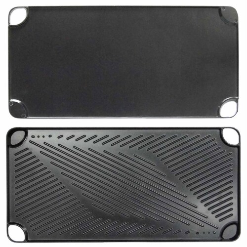 Black Aluminum Reversible Grill & Griddle Pan Perspective: front