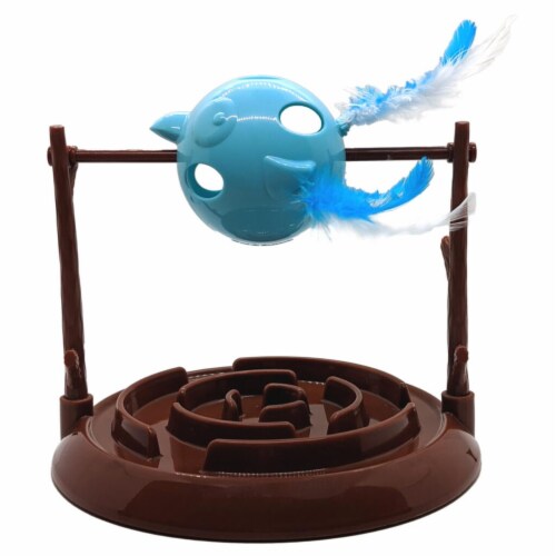 77466 7 in. Doc & Phoebe Twirly Bird Snacker Cat Toy Perspective: front