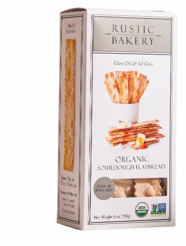 Rustic Bakery Olive Oil & Sel Gris Organic Sourdough Flatbread Cracker Perspective: front