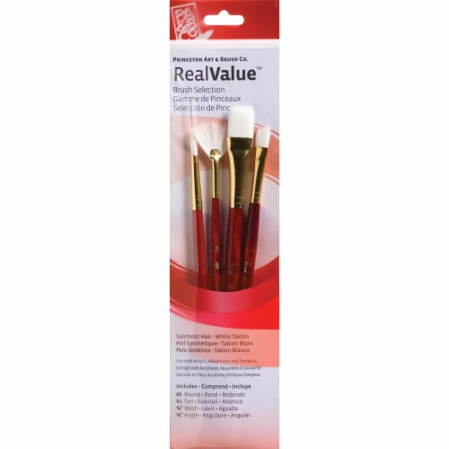Princeton Brush 9120 Watercolor, Acrylic and Tempera White Taklon Brush Set Perspective: front