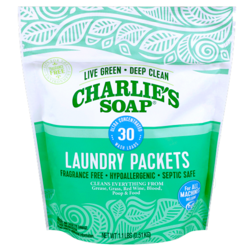 Charlie's Soap Laundry Powder Packets Perspective: front
