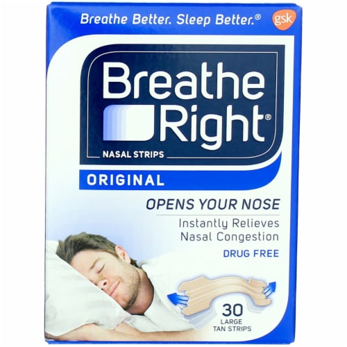 Breathe Right Nasal Strips, Large, Tan, 30 ct