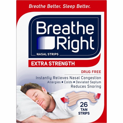 Breathe Right Extra Strength Tan Nasal Strips Perspective: front