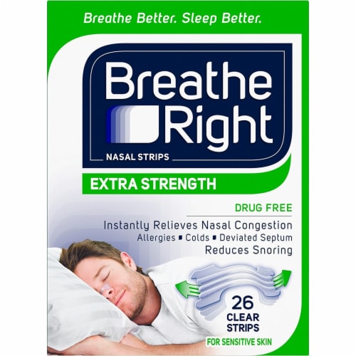Breathe Right Extra Strength Drug-Free Clear Nasal Strips Perspective: front