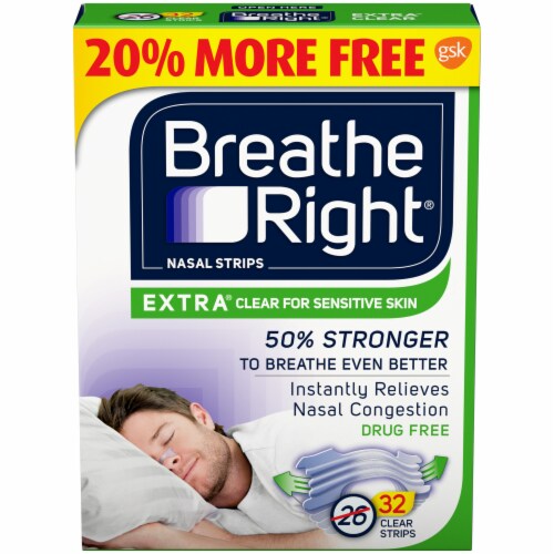 Breathe Right Extra Clear Nasal Strips Perspective: front