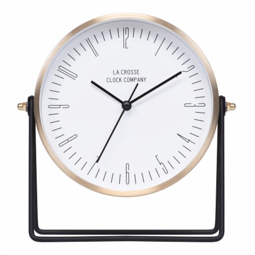 La Crosse Technology Stiles Swivel Metal Clock and Mirror Perspective: front