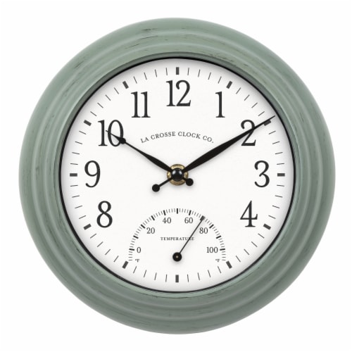 La Crosse Technology Outdoor Wall Clock with Thermometer Perspective: front