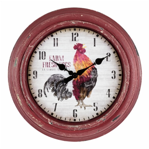 La Crosse Clock Company Rooster Wall Clock - Red Perspective: front