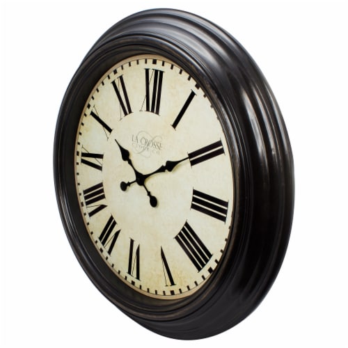 La Crosse Round Antique Dial Analog Wall Clock - Brown Perspective: front