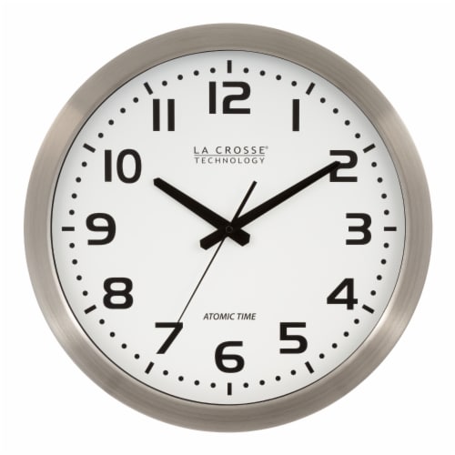 La Crosse Technology Atomic Analog Brushed Aluminum Wall Clock, 16 in