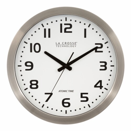 La Crosse® Technology Atomic Analog Brushed Aluminum Wall Clock Perspective: front