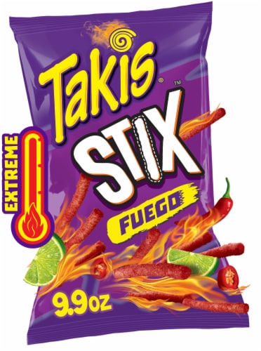 Takis Fuego Stix Hot Chili Pepper & Lime Corn Snack Sticks Perspective: front