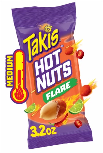 Takis® Hot Nuts Flare Chili Pepper and Lime Double-Crunch Peanuts Perspective: front