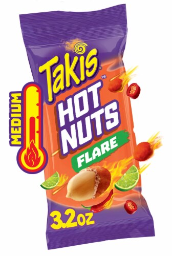Takis Flare Hot Nuts Chili Pepper & Lime Double-Crunch Peanuts Perspective: front