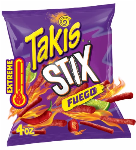 Takis Fuego Stix Hot Chili Pepper & Lime Corn Snack Sticks Perspective: front