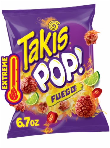 Takis Fuego Pop! Hot Chili Pepper & Lime Popcorn Perspective: front