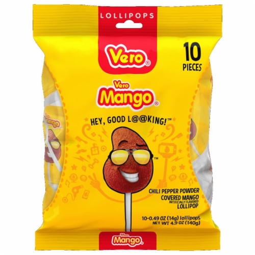 Vero® Mango® Chili Pepper Powder Covered Mango Lollipops Perspective: front