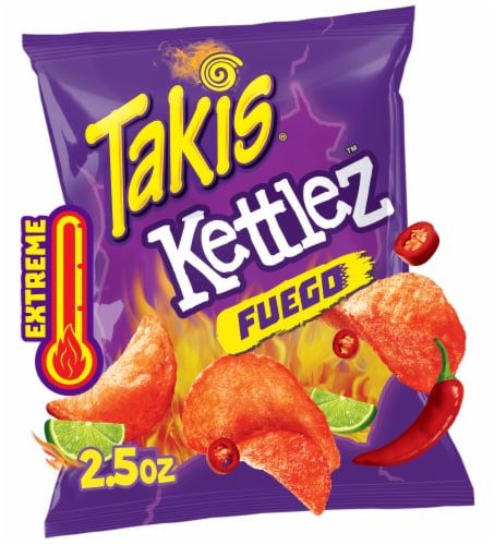 Takis Fuego Kettlez Hot Chili Pepper & Lime Kettle-Cooked Potato Chips Perspective: front
