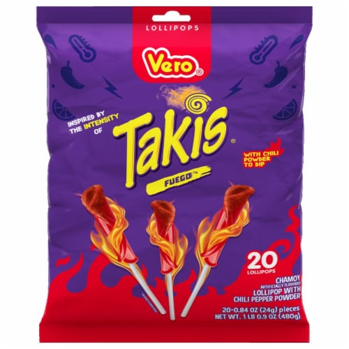 Vero® Takis® Fuego™ Lollipop with Chili Pepper Powder Perspective: front