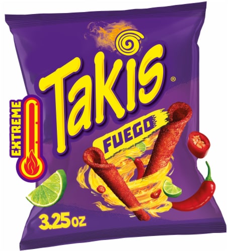 Takis Fuego Hot Chili Pepper & Lime Rolled Tortilla Chips Perspective: front