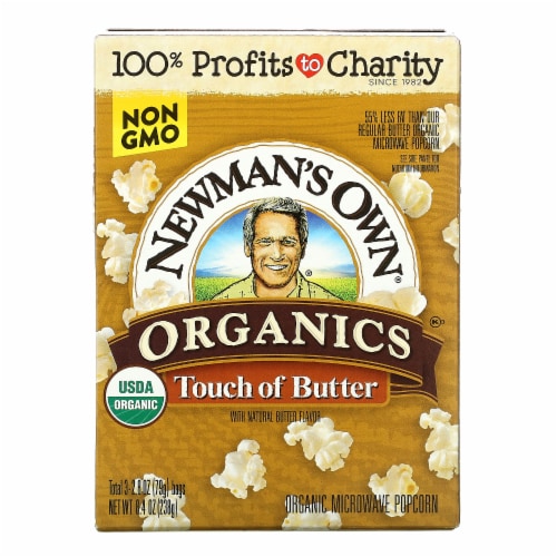 Newmans Own Organics Touch of Butter Microwave Popcorn Perspective: front