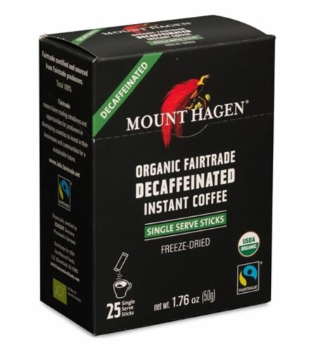 Mount Hagen Organic Decaf Instant Coffee Single Serve (Pack of 2) Perspective: front
