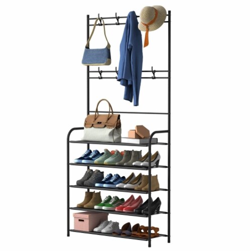 VASAGLE Hall Tree With Shoe Bench, Coat Rack Shoe Bench, 5-Tier Shoe