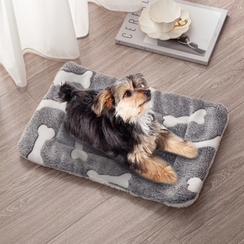Dog Bed Mat Comfortable Flannel Dog Crate Pad Reversible Cushion Carpet Machine Washable Pet M Mariano s