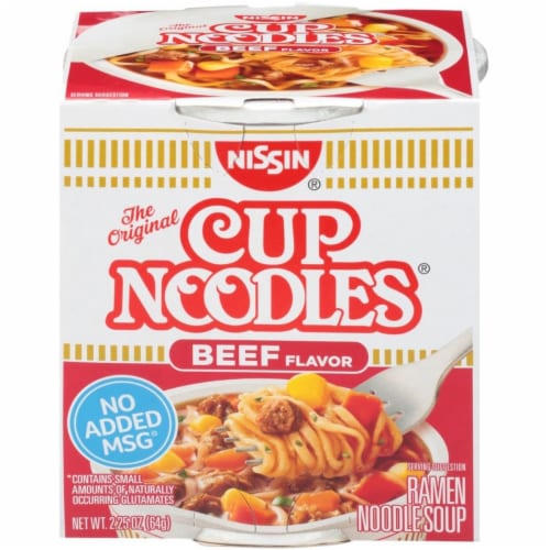 Nissin Foods 2.25 oz Top Ramen Beef Flavor Cup Noodles - Pack of 12 Perspective: front