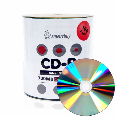 100 Pack Smartbuy 52X CD-R 700MB 80Min Shiny Silver Lacquer Data