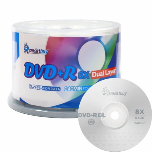 SmartBuy Logo 50 Pack DVD Plus R Dvd+r Dl 8.5gb 8x Double Layer