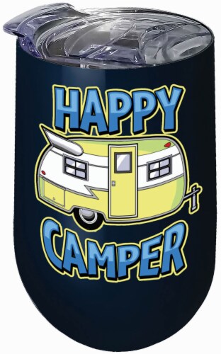 Spoontiques Happy Camper Stainless Wine Tumbler Perspective: front