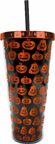 Foil Cup With Straw - Pumpkins Perspective: front