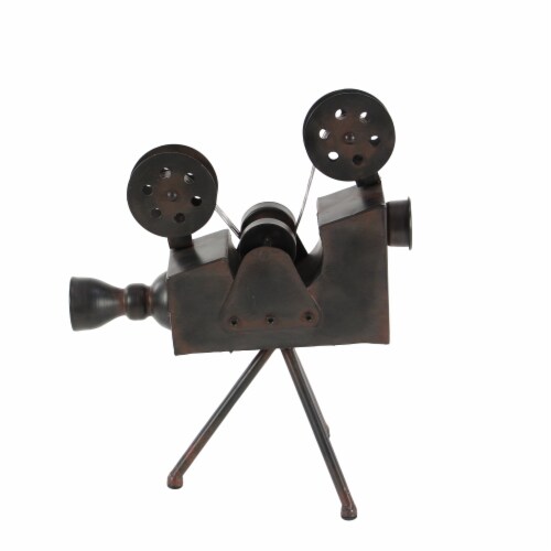 Uma Enterprises Metal Movie Camera Table Decor with Tripod Base - Brown Perspective: front