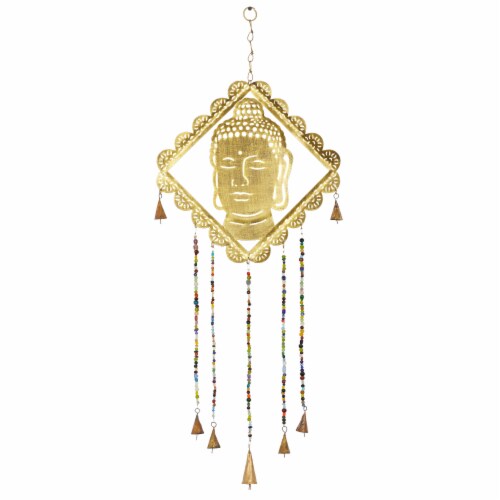 Juniper + Iris Metal Eclectic Buddha Windchime - Gold Perspective: front