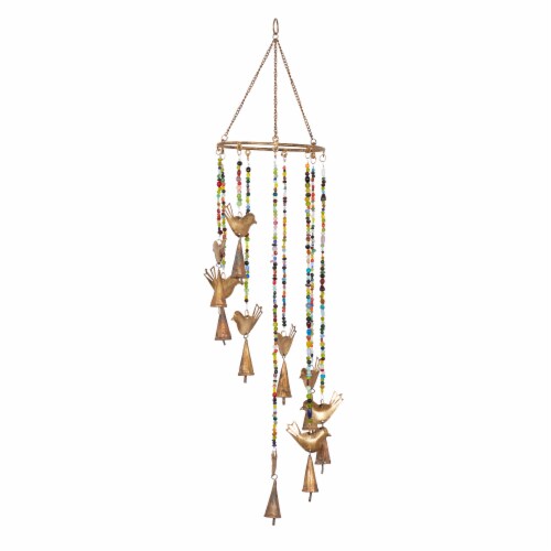 Juniper + Iris Gold Metal Eclectic Bird Windchime Perspective: front