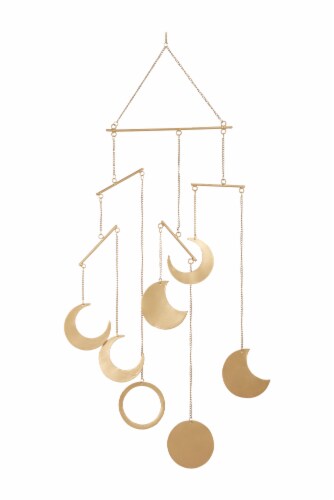 Juniper + Iris Gold Metal Celestial Moon Decor Hanging Wind Chime Perspective: front