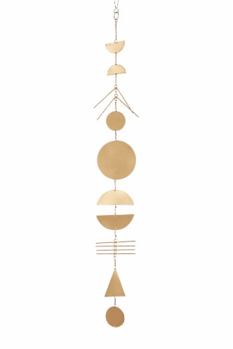 Juniper + Iris Decorative Celestial & Geometric Shape Gold Metal Wind Chime Perspective: front