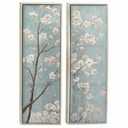 Juniper + Iris Aquamarine Wood Floral Wall Art Perspective: front