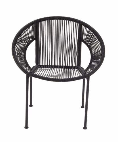 Juniper + Iris Black Metal Contemporary Outdoor Chair Perspective: front