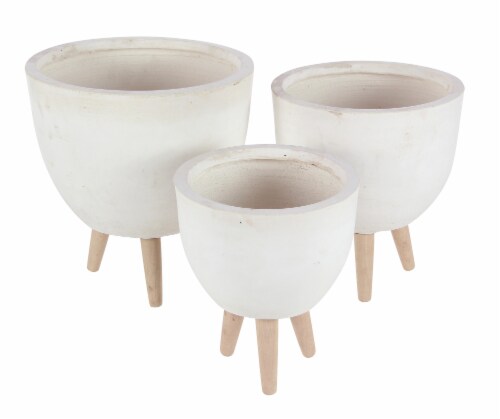 Juniper + Iris Fiber Clay Contemporary Planter - White Perspective: front