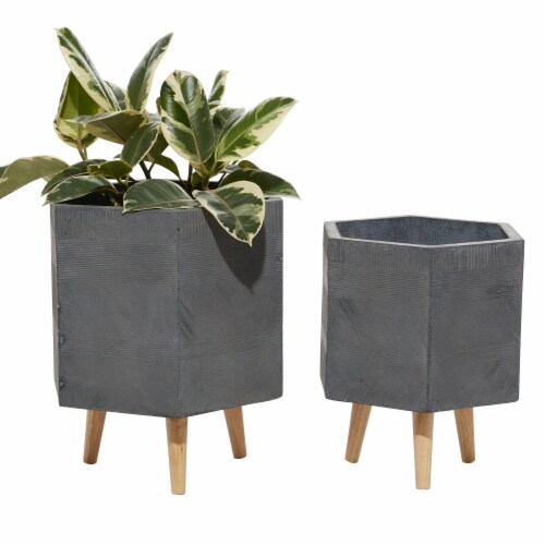 Juniper + Iris Polystone Contemporary Planter - Grey Perspective: front
