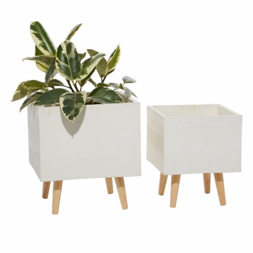 Juniper + Iris Polystone Contemporary Planter - White Perspective: front