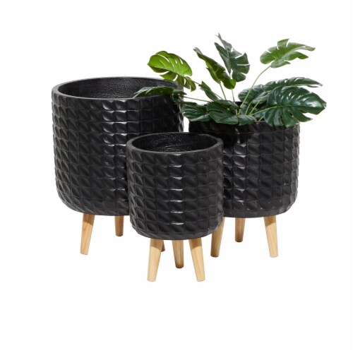 CosmoLiving Black Planters Perspective: front