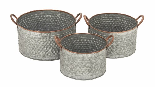 Juniper + Iris Metal Farmhouse Planter - Grey Perspective: front