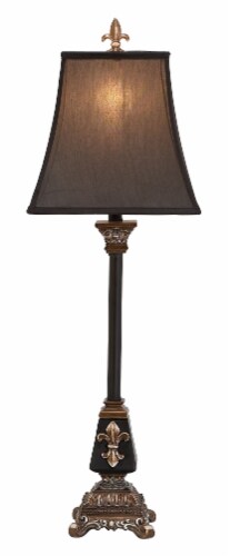 Juniper + Iris Polystone Fleur-De-Lis Buffet Lamp - Tuscan Black Perspective: front