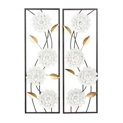 Juniper + Iris Metal Contemporary Floral Wall Decor - White Perspective: front