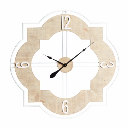 Juniper + Iris Wood Farmhouse Wall Clock - Brown Perspective: front