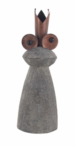Juniper + Iris Polystone Rustic Frog Garden Sculpture - Grey Perspective: front